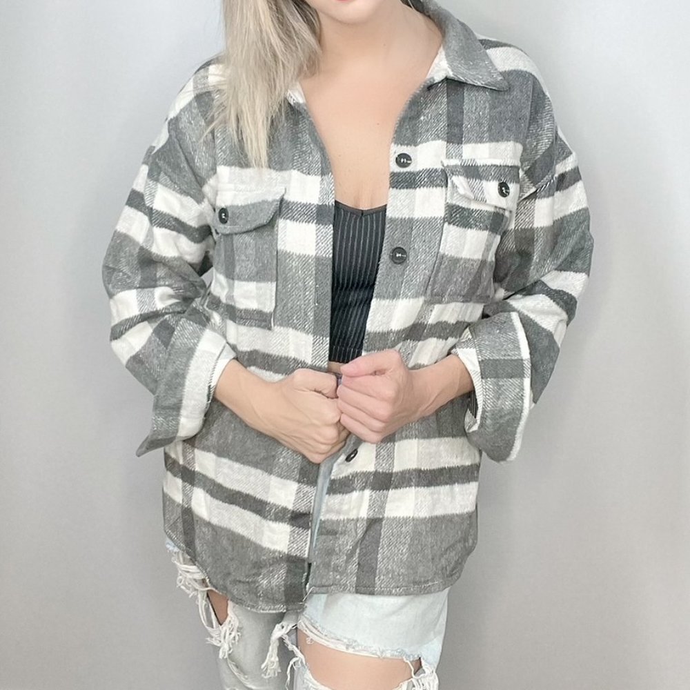 Grey Plaid Shacket PERFECTION! REG and PLUS sizes, NWT
